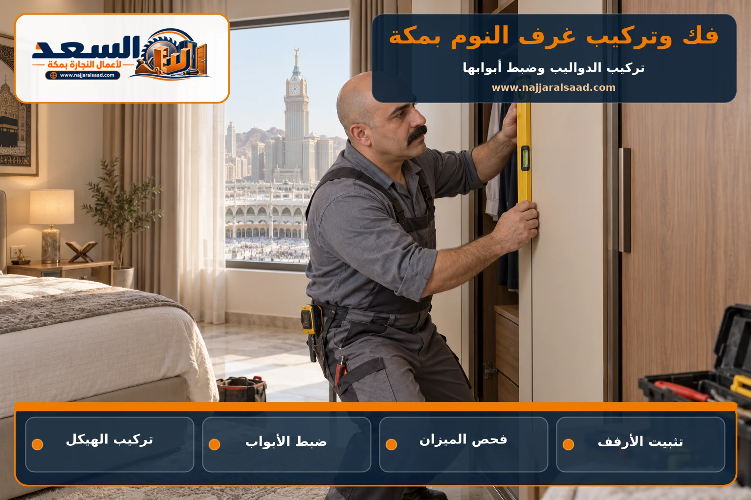 تركيب دولاب غرفة نوم وضبط مستواه بمكة